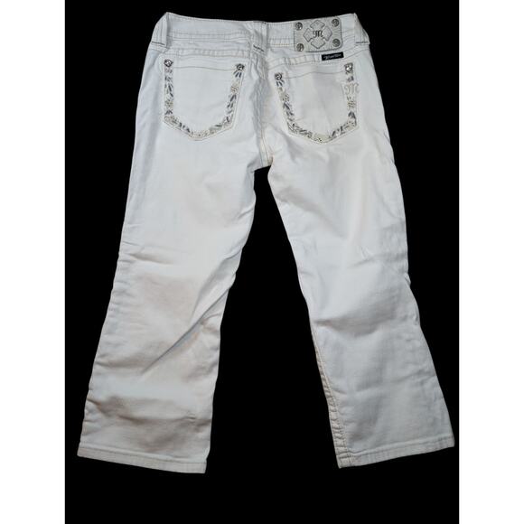 MISS ME Signature Capri Cuffed Womens 28 Embellished White Denim - Picture 2 of 6